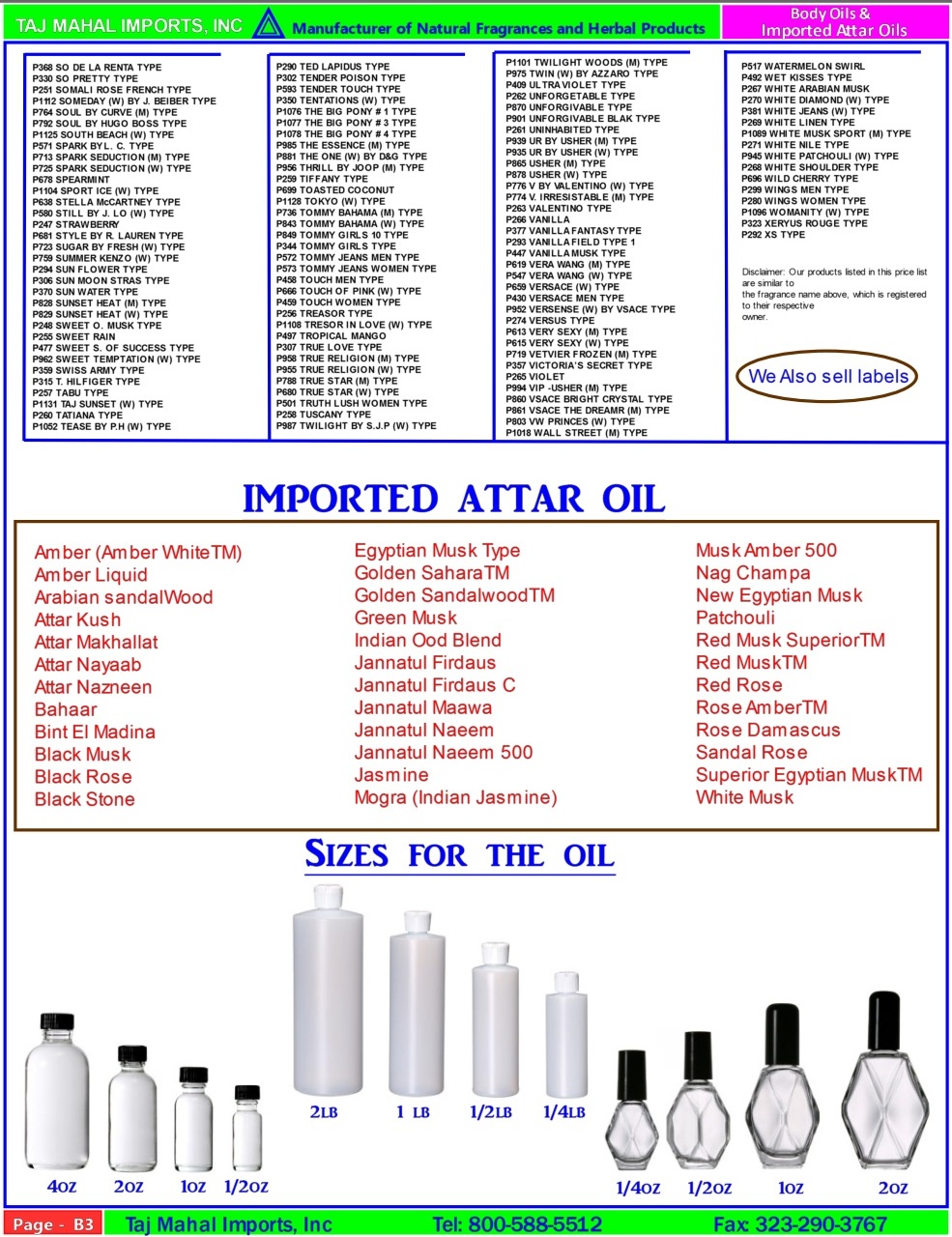 attar perfume name list